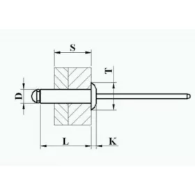   DSU szegecs - SST 3905 39*5 acél-acél nyitott félgömbfejű húzószegecs (1000 db/doboz)