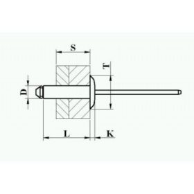   DSU szegecs - SSL 48145 4,8*14,5 mm acél-acél nyitott nagyfejű húzószegecs  (500 db/doboz)