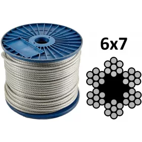   DRÓTKÖTÉL  MŰANYAG BEVONATTAL átmérő: 5,0 mm (6x7+FC) DIN3055  (100 méter/tekercs)