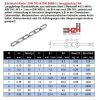 LÁNC HOSSZÚSZEMŰ 6,0*26,2*42 mm (belső méretek) DIN763  A4 saválló (50 méter/tekercs)