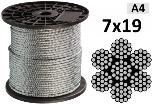 DRÓTKÖTÉL SAVÁLLÓ átmérő: 3,0 mm  (7x19)  A4  DIN3060 (25 méter/tekercs)