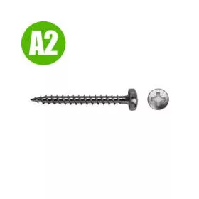   FORGÁCSLAP CSAVAR INOX 6,0*120 mm D-fejű faforgácslapcsavar, A2 rozsdamentes ( 100db/dob)