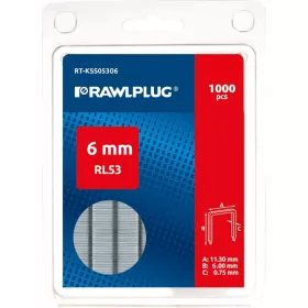 Rawlplug Tűzőkapocs 6mm magas, acél test  RT-KSS5306